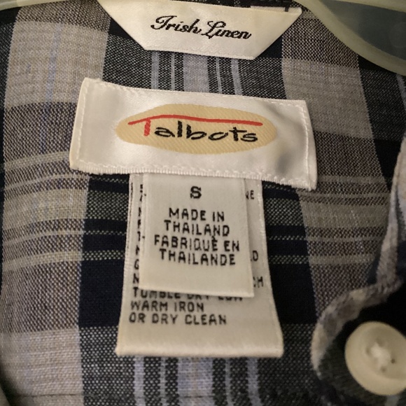 Talbots Irish Linen Plaid Buttoned Front Sleeveless Women’s Top - Picture 7 of 10